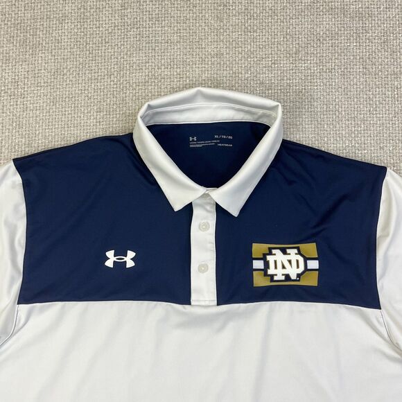 Notre Dame Fighting Irish Polo Shirt Men's XL Under Armour White Golf NCAA - Picture 2 of 8